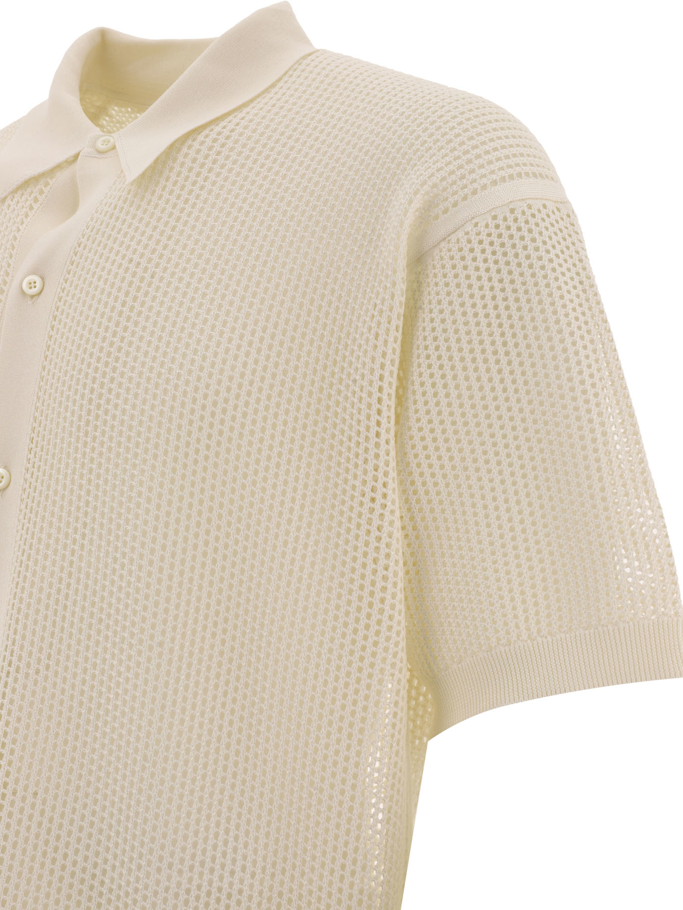 PRADA White Open-weaved polo shirt